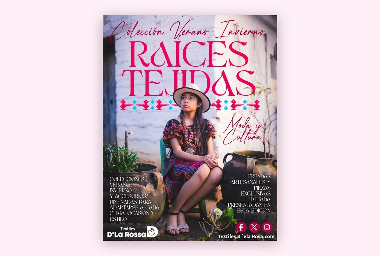 Portada del catálogo de moda Raíces Tejidas